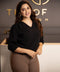 Black Vneck Lantern Sleeve Top
